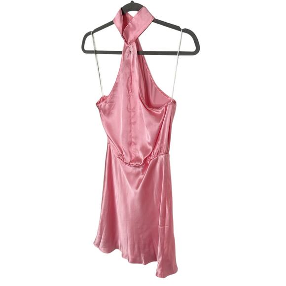 Amanda Uprichard Queens 100% Silk Mini Dress Halter Cocktail Party Baby Pink S - Picture 10 of 10